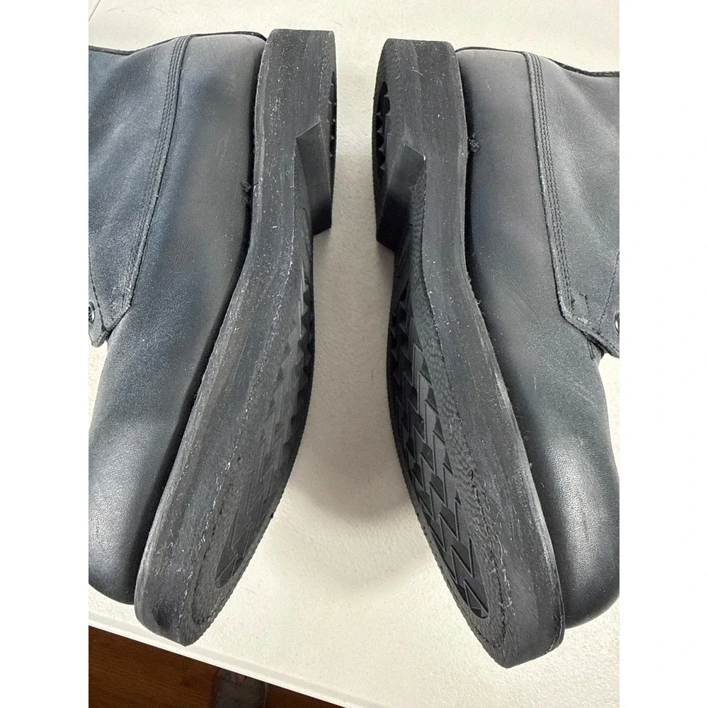 Vibram Sole Black Leather Combat Boots High Top Lace Up Work Boots Mens 9 W